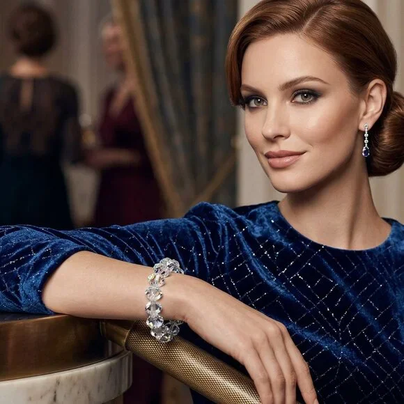 Glass Crystal Bicone Beaded Bracelet - Picture 5 of 5